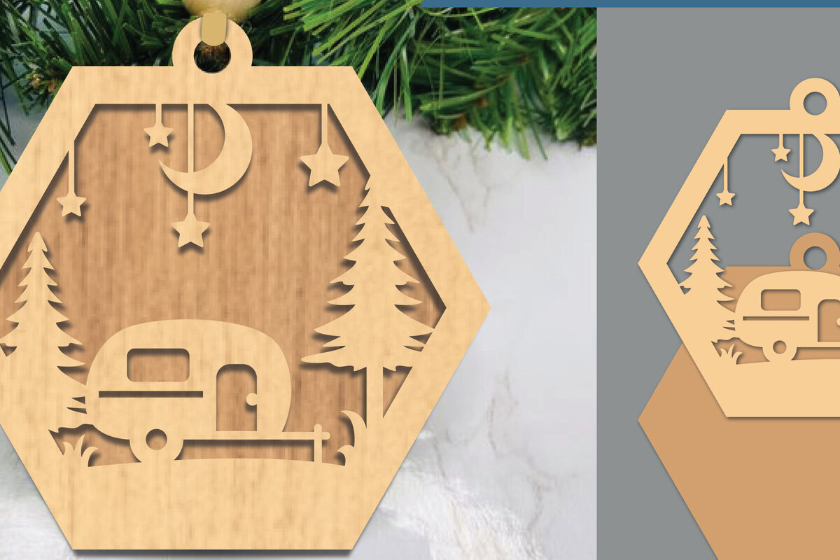 Σετ των 3 Intra απο ξύλο plywood 3mm-4mm πάχος Στολίδι Camper Cut  Δίασταση 8x8 cm INTRAFABR-105556609