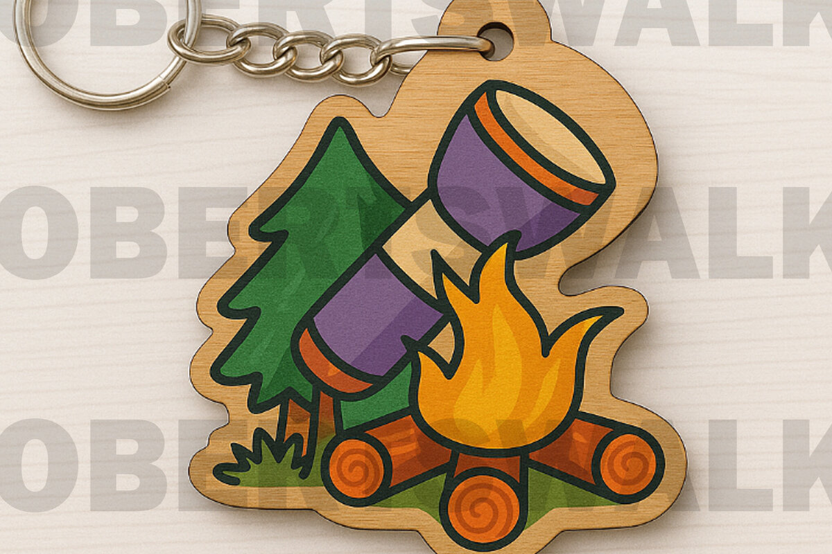 Σετ των 3 Intra απο ξύλο plywood 3mm-4mm πάχος Μπρελόκ με φακό Campfire Δίασταση 6x6 cm INTRAFABR-123010645