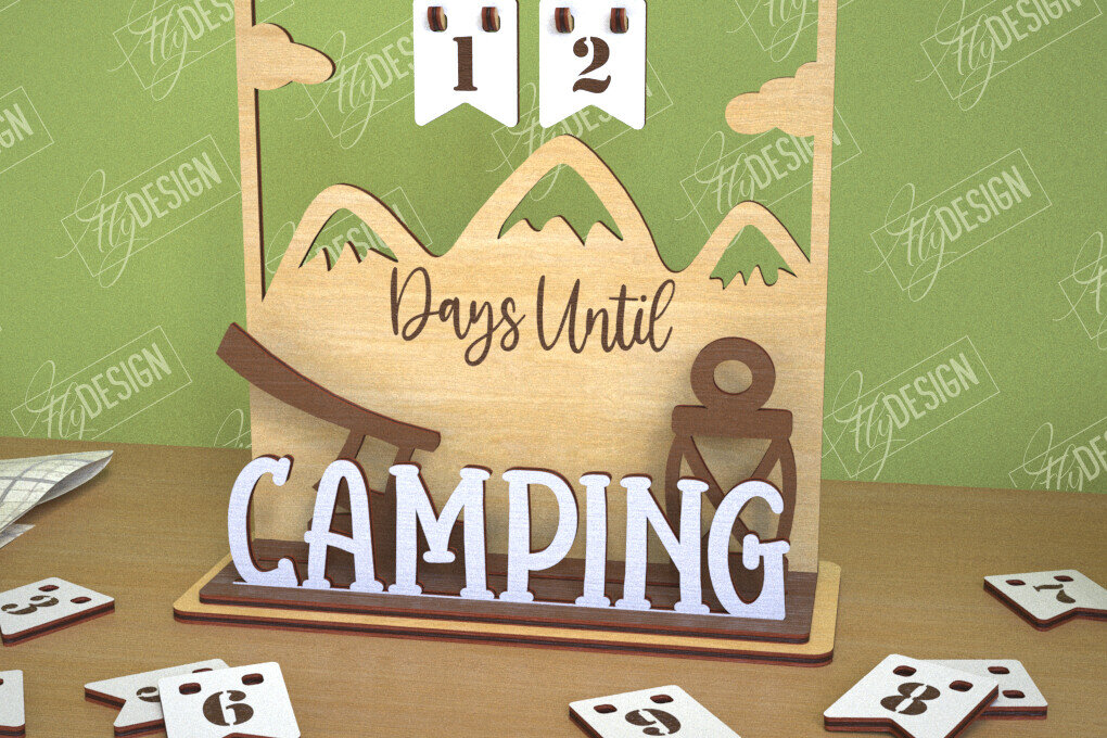 Intra απο ξύλο plywood 3mm-4mm πάχος Ημερολόγιο αντίστροφης μέτρησης Camping | τρισδιάστατο ημερολόγιο Δίασταση 30x20 cm INTRAFABR-102597301