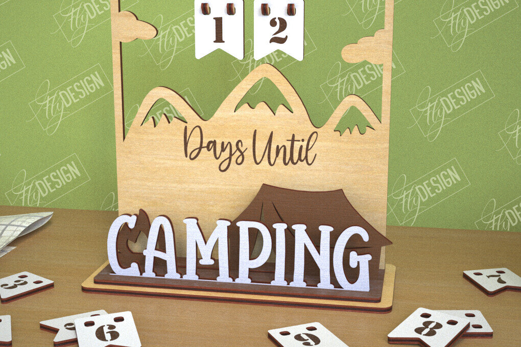 Intra απο ξύλο plywood 3mm-4mm πάχος Ημερολόγιο αντίστροφης μέτρησης Camping | τρισδιάστατο ημερολόγιο Δίασταση 30x20 cm INTRAFABR-102597332