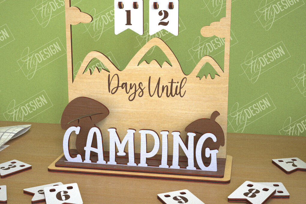 Intra απο ξύλο plywood 3mm-4mm πάχος Ημερολόγιο αντίστροφης μέτρησης Camping | τρισδιάστατο ημερολόγιο Δίασταση 30x20 cm INTRAFABR-102597414