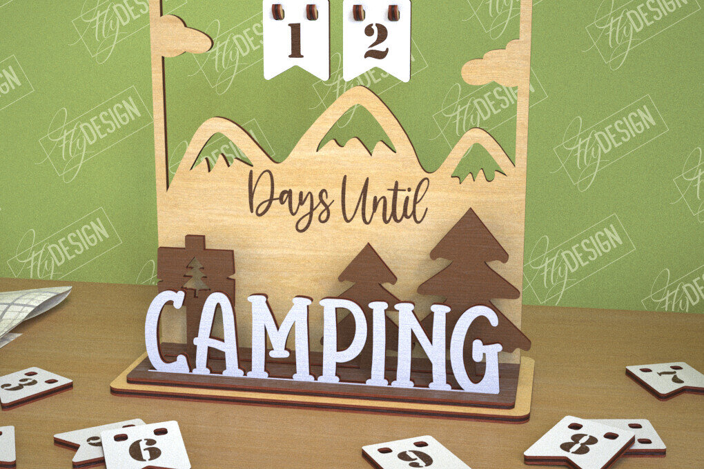 Intra απο ξύλο plywood 3mm-4mm πάχος Ημερολόγιο αντίστροφης μέτρησης Camping | τρισδιάστατο ημερολόγιο Δίασταση 30x20 cm INTRAFABR-102597467