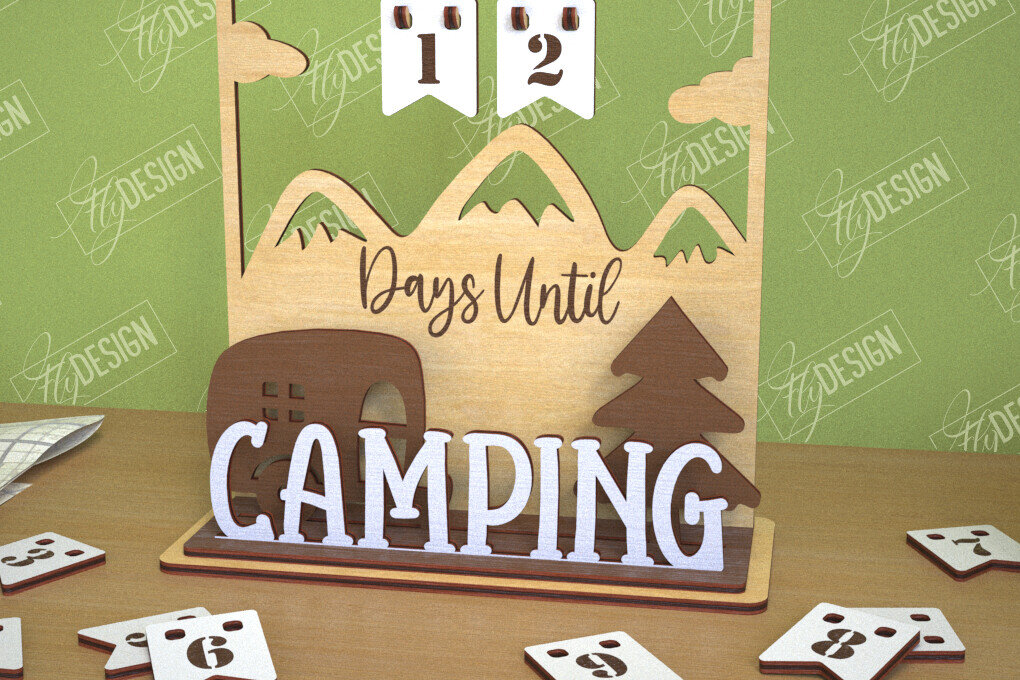 Intra απο ξύλο plywood 3mm-4mm πάχος Ημερολόγιο αντίστροφης μέτρησης Camping | τρισδιάστατο ημερολόγιο Δίασταση 30x20 cm INTRAFABR-102597218