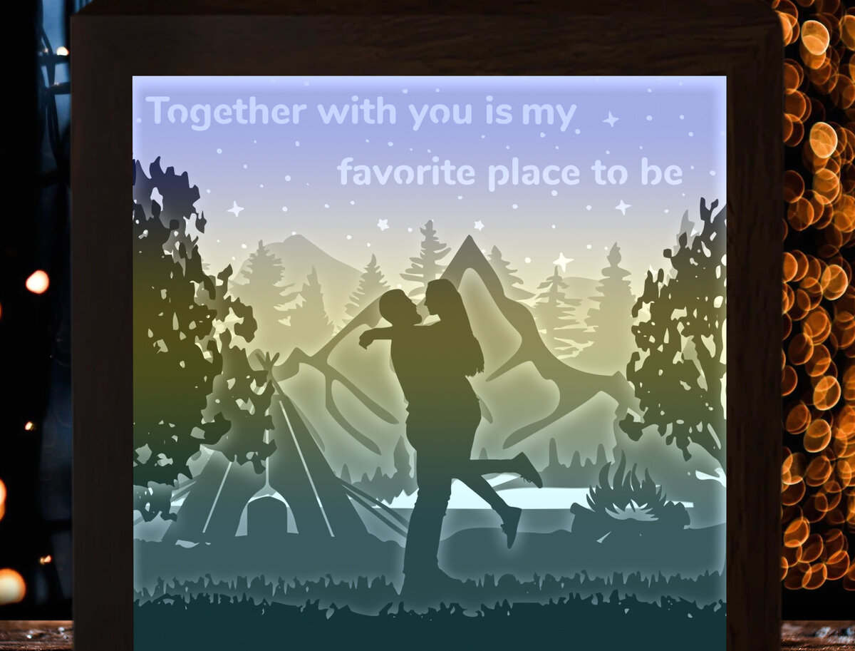 Σετ των 3 Intra απο ξύλο plywood 3mm-4mm πάχος Κάμπινγκ Couple Paper Cut Light Box Δίασταση 8x8 cm INTRAFABR-27703607