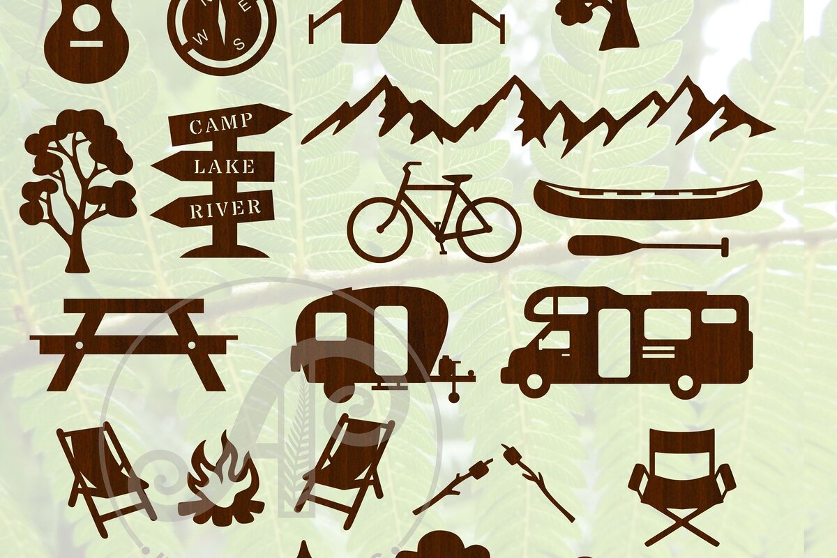 Intra απο ξύλο plywood 3mm-4mm πάχος Σχέδια κάμπινγκ, 18 σχήματα κοπής με λέιζερ Vec Δίασταση 30x20 cm INTRAFABR-68402456