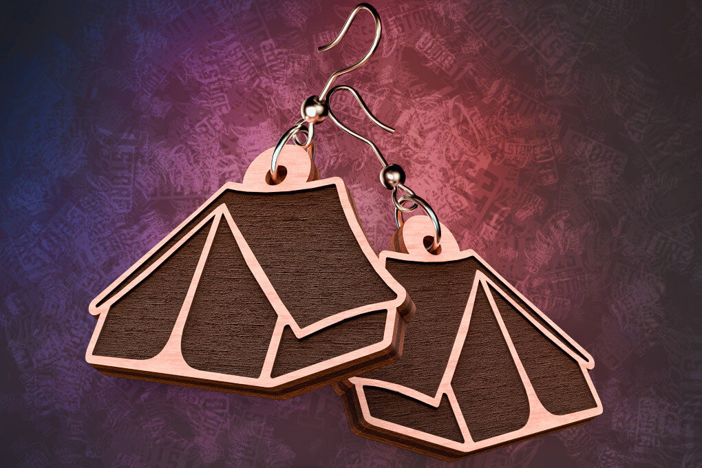 Σετ των 3 Intra απο ξύλο plywood 3mm-4mm πάχος Σκουλαρίκια Camping Cut  Δίασταση 3x3 cm INTRAFABR-76433897