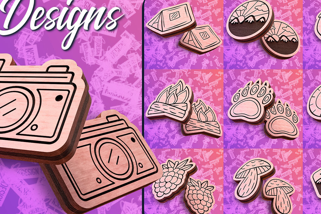 Σετ των 3 Intra απο ξύλο plywood 3mm-4mm πάχος Σκουλαρίκια Camping Cut  Δίασταση 3x3 cm INTRAFABR-76595159