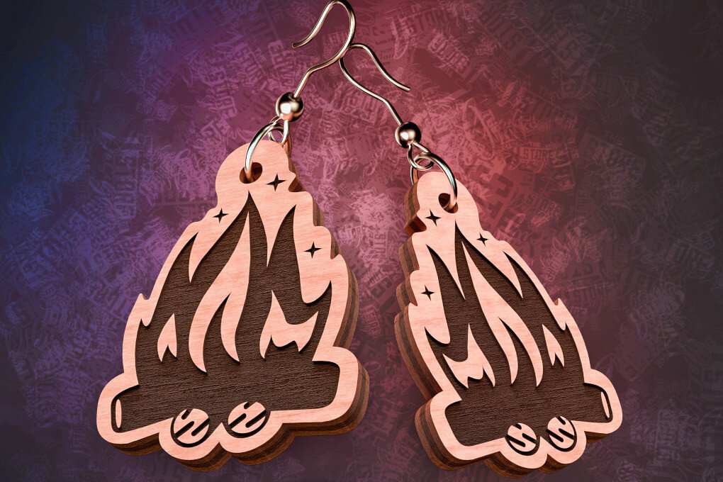 Σετ των 3 Intra απο ξύλο plywood 3mm-4mm πάχος Σκουλαρίκια Camping Cut  Δίασταση 3x3 cm INTRAFABR-76433485