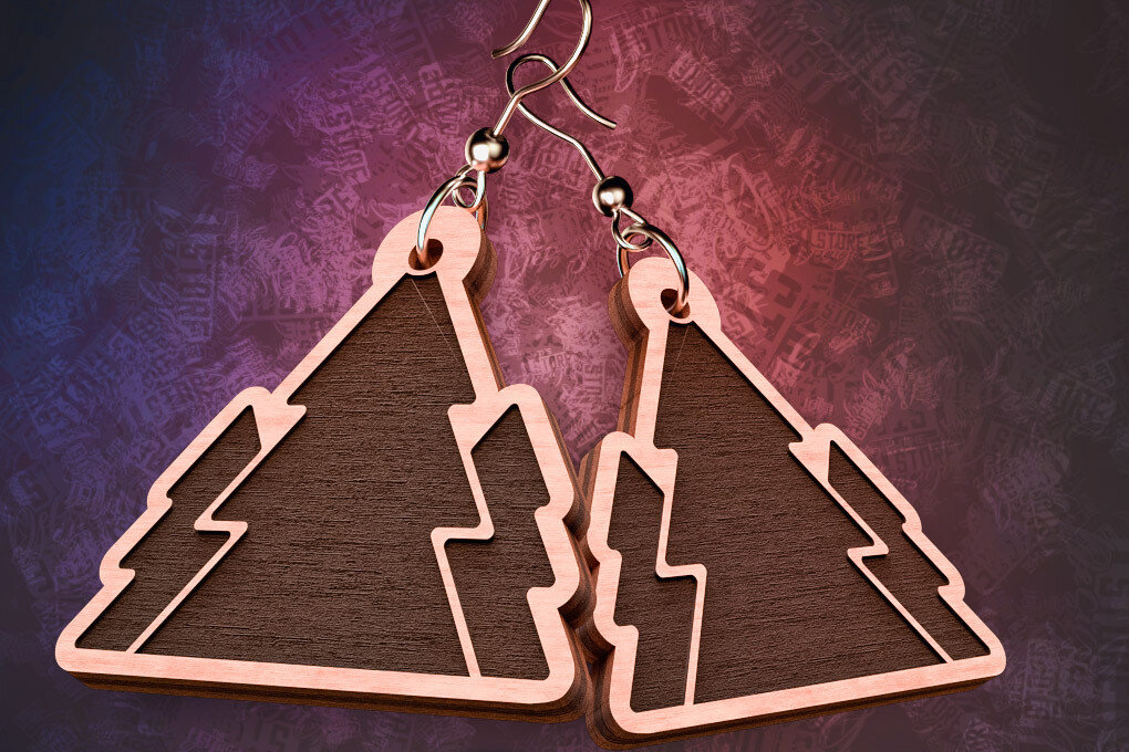 Σετ των 3 Intra απο ξύλο plywood 3mm-4mm πάχος Σκουλαρίκια Camping Cut  Δίασταση 3x3 cm INTRAFABR-76433822