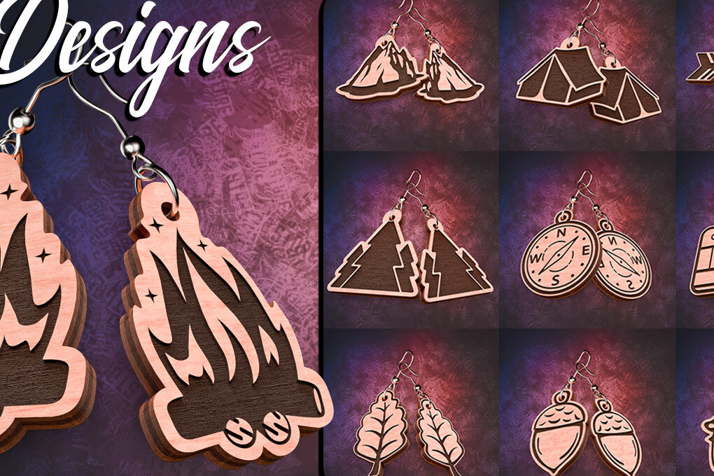 Σετ των 3 Intra απο ξύλο plywood 3mm-4mm πάχος Σκουλαρίκια Camping Cut  Δίασταση 3x3 cm INTRAFABR-76433424