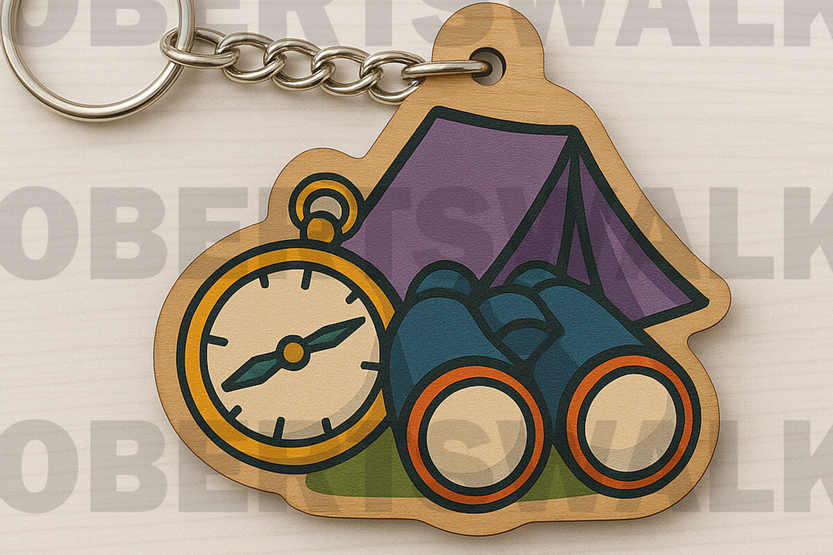 Σετ των 3 Intra απο ξύλο plywood 3mm-4mm πάχος Camping Explorer Keychain Δίασταση 6x6 cm INTRAFABR-123010651