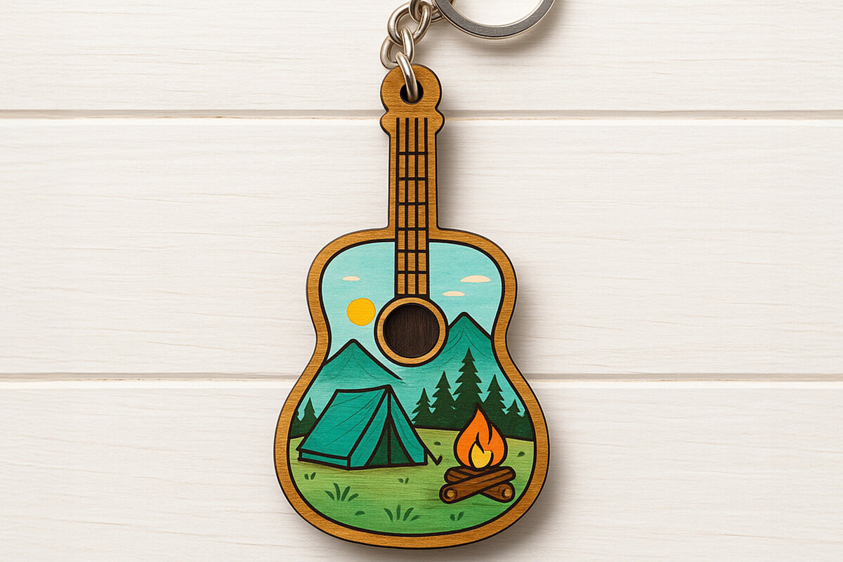 Σετ των 3 Intra απο ξύλο plywood 3mm-4mm πάχος Μπρελόκ κιθάρας Camping Design Δίασταση 6x6 cm INTRAFABR-120685130