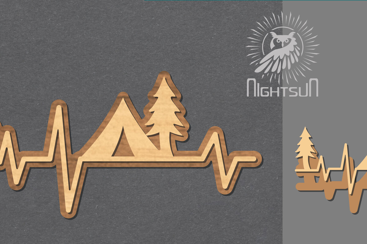 Σετ των 2 Intra απο ξύλο plywood 3mm-4mm πάχος Camping Heartbeat Cut  Decoration 3 Δίασταση 15x15 cm INTRAFABR-118601183