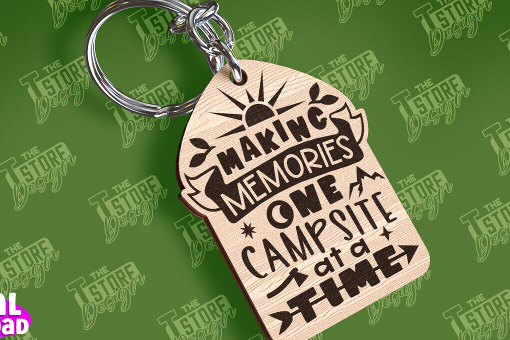 Σετ των 3 Intra απο ξύλο plywood 3mm-4mm πάχος Μπρελόκ Camping | Περιπέτεια Δίασταση 6x6 cm INTRAFABR-94675090