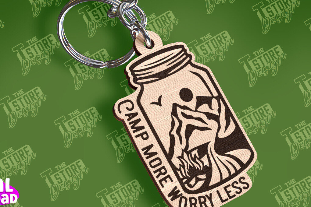 Σετ των 3 Intra απο ξύλο plywood 3mm-4mm πάχος Μπρελόκ Camping | Περιπέτεια Δίασταση 6x6 cm INTRAFABR-94674660