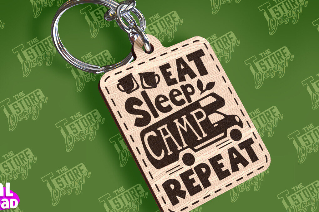 Σετ των 3 Intra απο ξύλο plywood 3mm-4mm πάχος Μπρελόκ Camping | Περιπέτεια Δίασταση 6x6 cm INTRAFABR-94674671