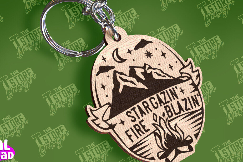 Σετ των 3 Intra απο ξύλο plywood 3mm-4mm πάχος Μπρελόκ Camping | Περιπέτεια Δίασταση 6x6 cm INTRAFABR-94675072