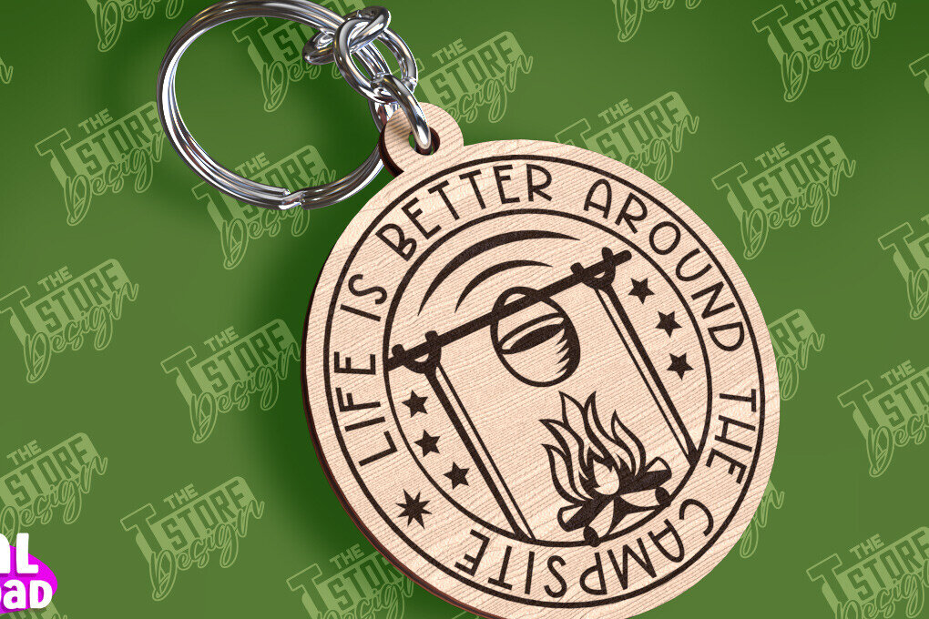 Σετ των 3 Intra απο ξύλο plywood 3mm-4mm πάχος Μπρελόκ Camping | Περιπέτεια Δίασταση 6x6 cm INTRAFABR-94675082