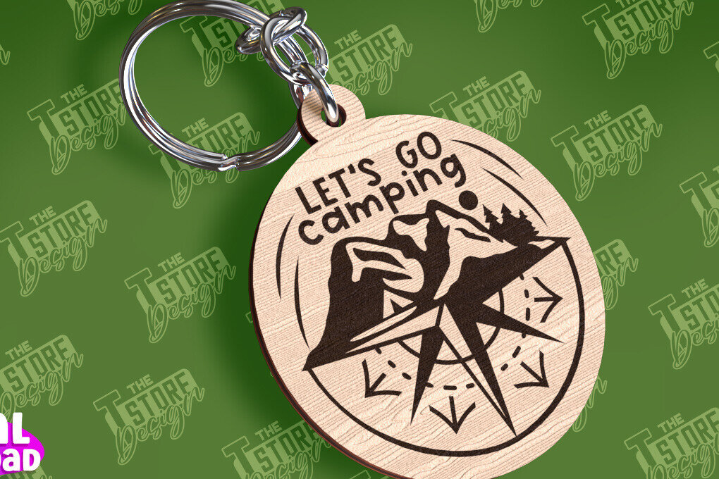 Σετ των 3 Intra απο ξύλο plywood 3mm-4mm πάχος Μπρελόκ Camping | Περιπέτεια Δίασταση 6x6 cm INTRAFABR-94674629