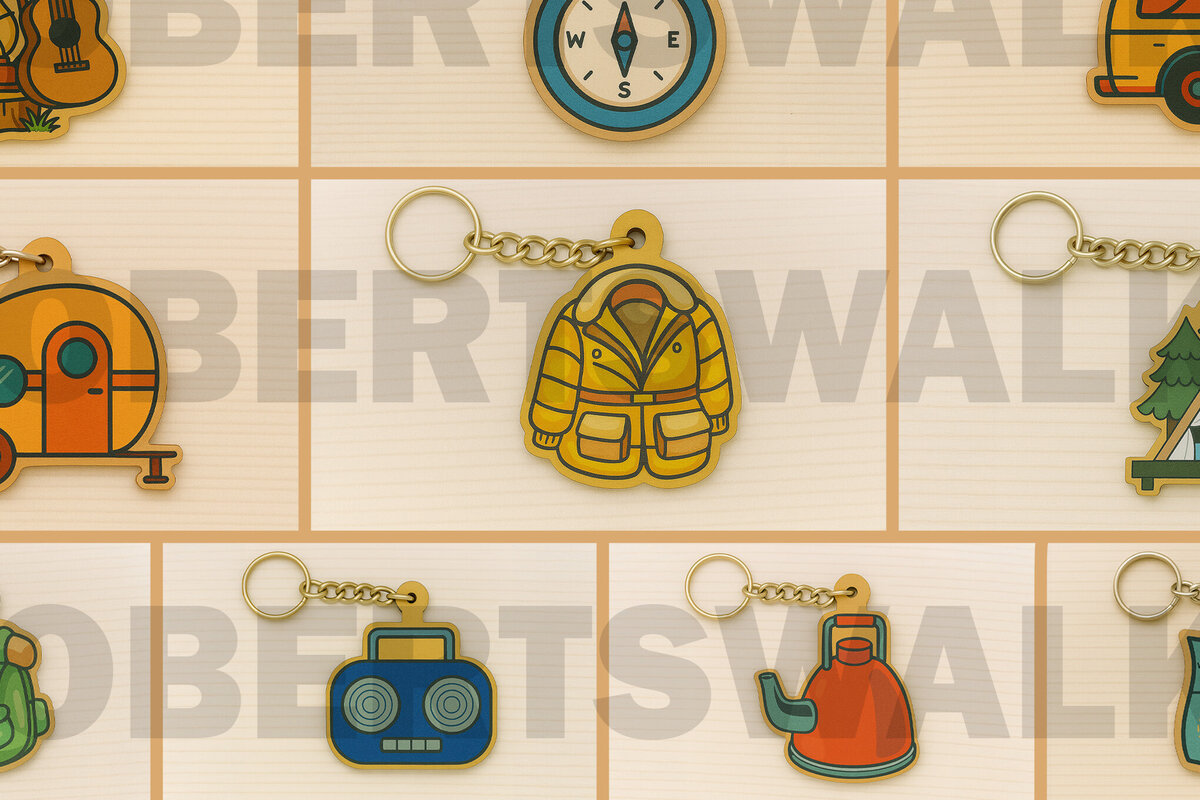 Σετ των 3 Intra απο ξύλο plywood 3mm-4mm πάχος με μπρελόκ Camping Δίασταση 6x6 cm INTRAFABR-123125783