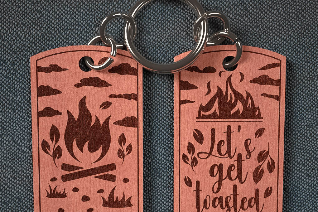 Σετ των 3 Intra απο ξύλο plywood 3mm-4mm πάχος Camping Keychain | Κατασκήνωση Δίασταση 6x6 cm INTRAFABR-67093265