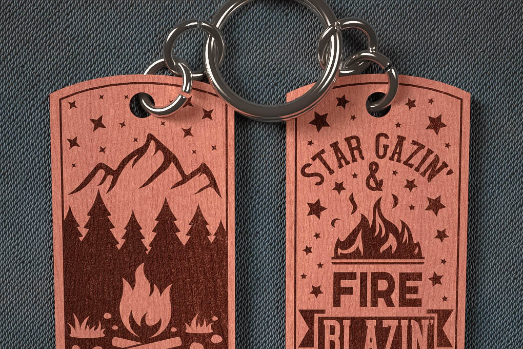 Σετ των 3 Intra απο ξύλο plywood 3mm-4mm πάχος Camping Keychain | Κατασκήνωση Δίασταση 6x6 cm INTRAFABR-67093287