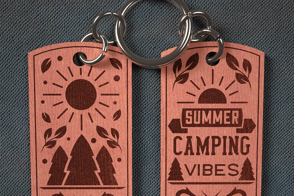 Σετ των 3 Intra απο ξύλο plywood 3mm-4mm πάχος Camping Keychain | Κατασκήνωση Δίασταση 6x6 cm INTRAFABR-67093325