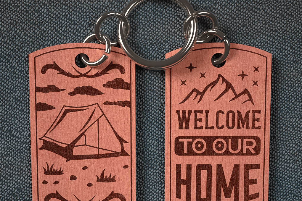 Σετ των 3 Intra απο ξύλο plywood 3mm-4mm πάχος Camping Keychain | Κατασκήνωση Δίασταση 6x6 cm INTRAFABR-67093382