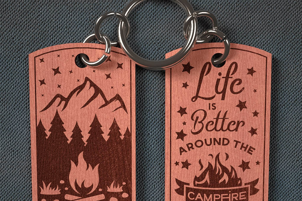 Σετ των 3 Intra απο ξύλο plywood 3mm-4mm πάχος Camping Keychain | Κατασκήνωση Δίασταση 6x6 cm INTRAFABR-67093428