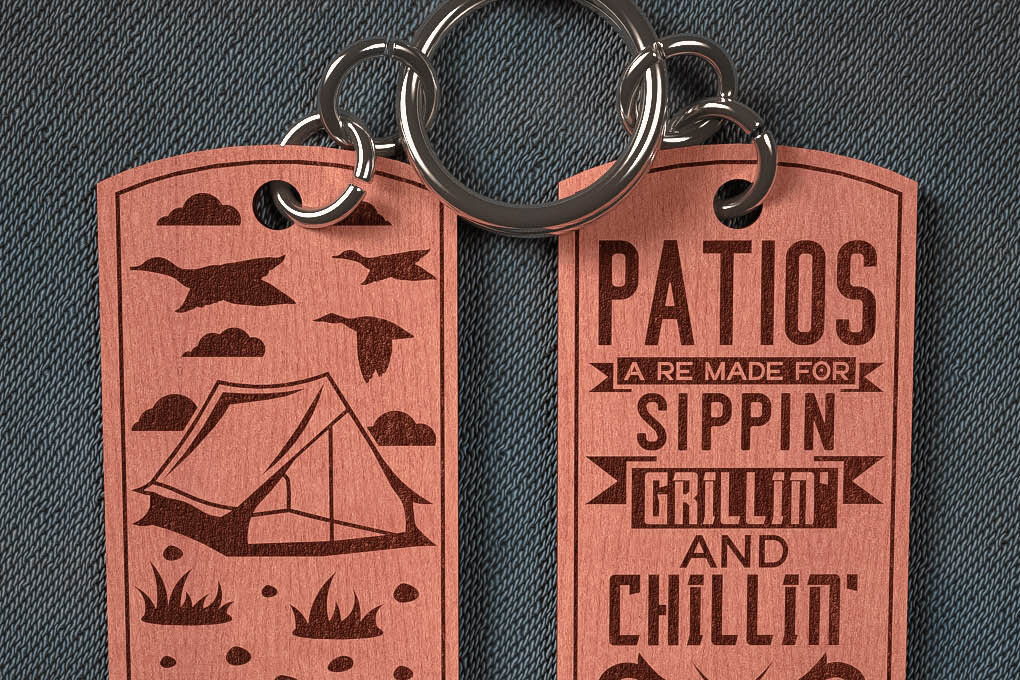 Σετ των 3 Intra απο ξύλο plywood 3mm-4mm πάχος Camping Keychain | Κατασκήνωση Δίασταση 6x6 cm INTRAFABR-67093483