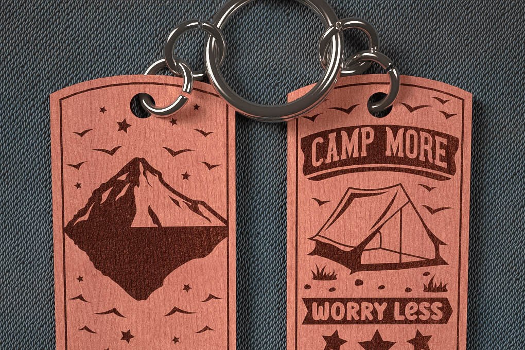 Σετ των 3 Intra απο ξύλο plywood 3mm-4mm πάχος Camping Keychain | Κατασκήνωση Δίασταση 6x6 cm INTRAFABR-67093007