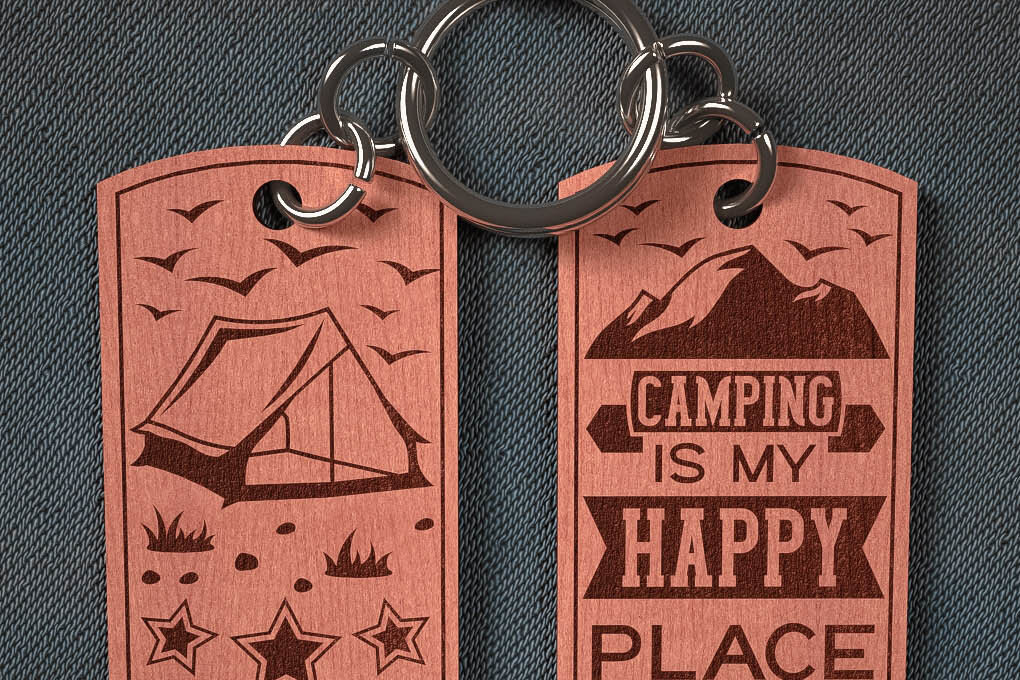 Σετ των 3 Intra απο ξύλο plywood 3mm-4mm πάχος Camping Keychain | Κατασκήνωση Δίασταση 6x6 cm INTRAFABR-67093156