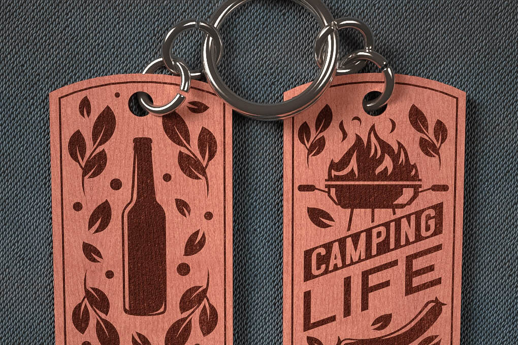 Σετ των 3 Intra απο ξύλο plywood 3mm-4mm πάχος Camping Keychain | Κατασκήνωση Δίασταση 6x6 cm INTRAFABR-67093180