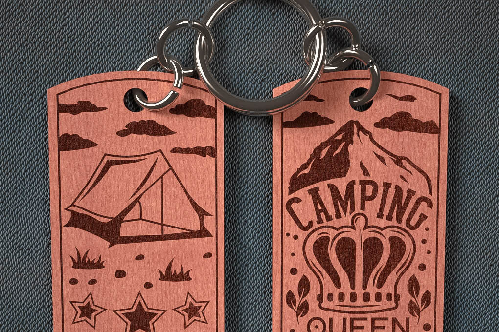 Σετ των 3 Intra απο ξύλο plywood 3mm-4mm πάχος Camping Keychain | Κατασκήνωση Δίασταση 6x6 cm INTRAFABR-67093203