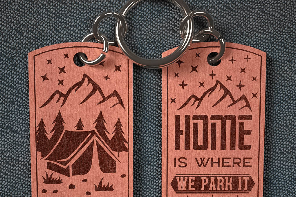 Σετ των 3 Intra απο ξύλο plywood 3mm-4mm πάχος Camping Keychain | Κατασκήνωση Δίασταση 6x6 cm INTRAFABR-67093238