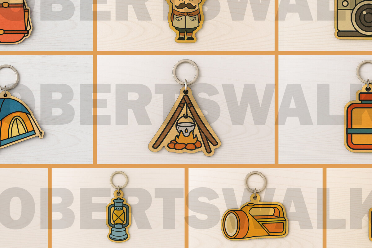 Σετ των 3 Intra απο ξύλο plywood 3mm-4mm πάχος Keychain Camping Δίασταση 6x6 cm INTRAFABR-123328948