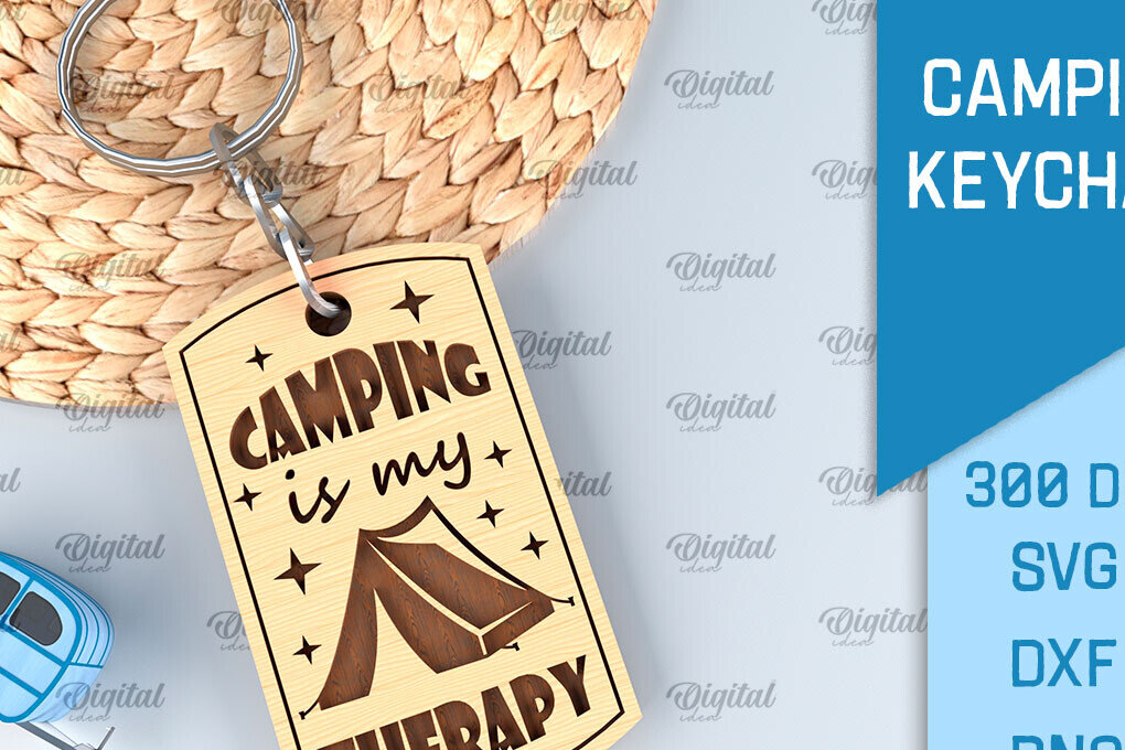 Σετ των 3 Intra απο ξύλο plywood 3mm-4mm πάχος Camping Keychain . Σχέδιο κοπής με λέιζερ Δίασταση 6x6 cm INTRAFABR-91882650