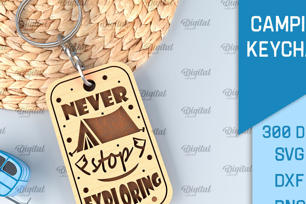 Σετ των 3 Intra απο ξύλο plywood 3mm-4mm πάχος Camping Keychain . Σχέδιο κοπής με λέιζερ Δίασταση 6x6 cm INTRAFABR-91882832