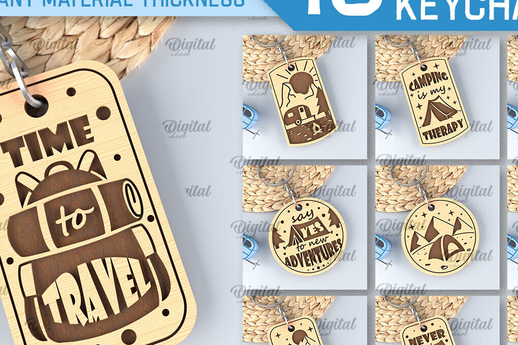 Σετ των 3 Intra απο ξύλο plywood 3mm-4mm πάχος Μπρελόκ Camping Δέσμη κοπής με λέιζερ Δίασταση 6x6 cm INTRAFABR-91678678