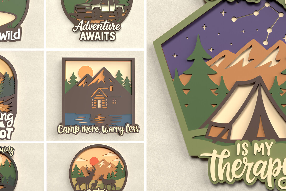 Σετ των 3 Intra απο ξύλο plywood 3mm-4mm πάχος πινακίδων Camping & Nature Layered Δίασταση 8x8 cm INTRAFABR-125220708