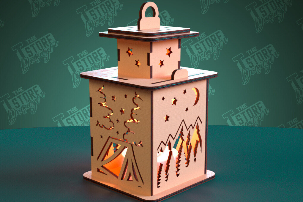 Intra απο ξύλο plywood 3mm-4mm πάχος Camping Night Light | Camping Vibe | CNC Δίασταση 30x20 cm INTRAFABR-99666130
