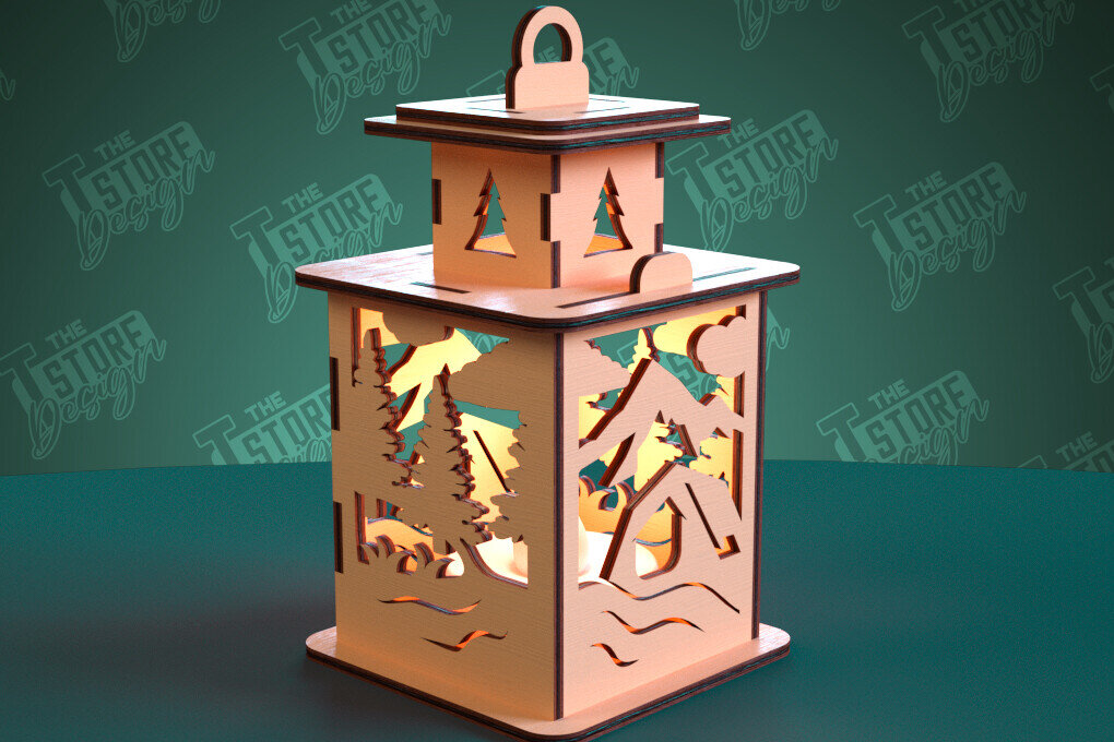 Intra απο ξύλο plywood 3mm-4mm πάχος Camping Night Light | Camping Vibe | CNC Δίασταση 30x20 cm INTRAFABR-99666161
