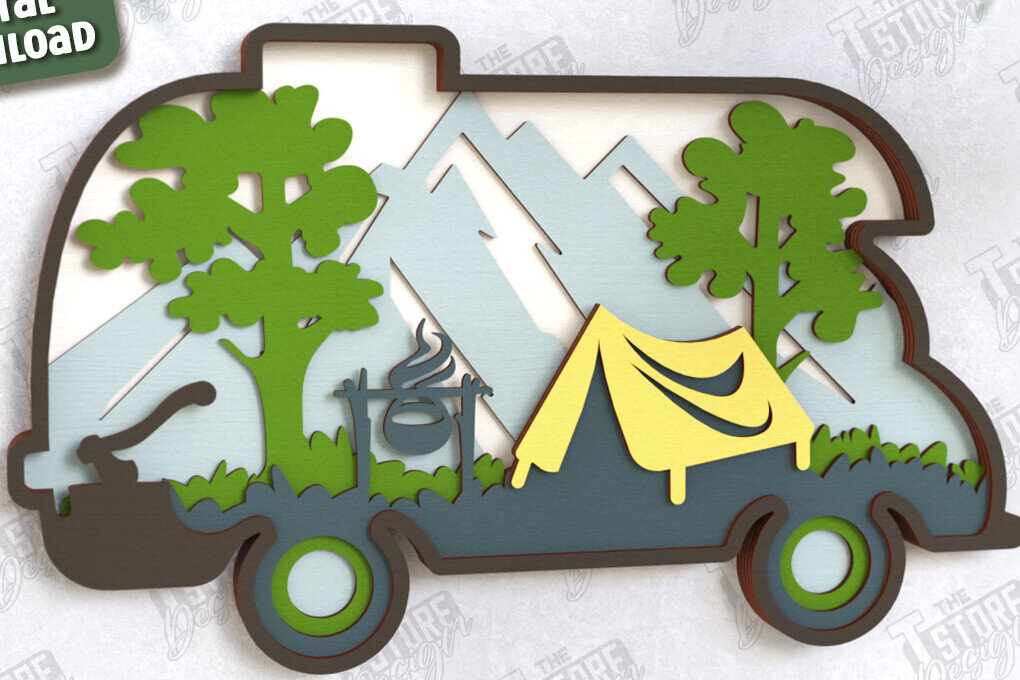 Intra απο ξύλο plywood 3mm-4mm πάχος Πινακίδα Camping | 3D Σκηνή Κάμπινγκ | Πεζοπορία Δίασταση 30x20 cm INTRAFABR-118208792