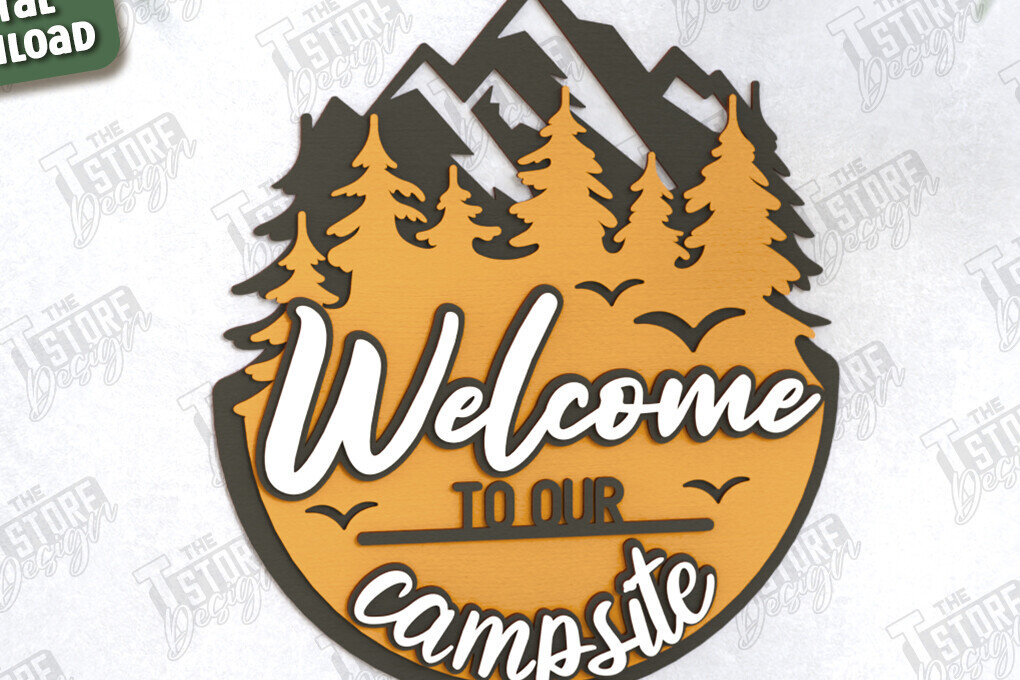 Σετ των 2 Intra απο ξύλο plywood 3mm-4mm πάχος Πινακίδα Camping | 3D Σκηνή Κάμπινγκ | Πεζοπορία Δίασταση 30x20 cm INTRAFABR-118678035