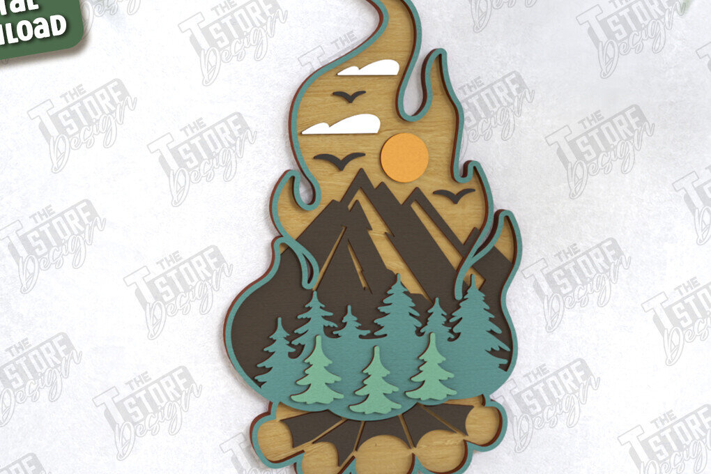 Intra απο ξύλο plywood 3mm-4mm πάχος Πινακίδα Camping | 3D Σκηνή Κάμπινγκ | Πεζοπορία Δίασταση 30x20 cm INTRAFABR-118208790