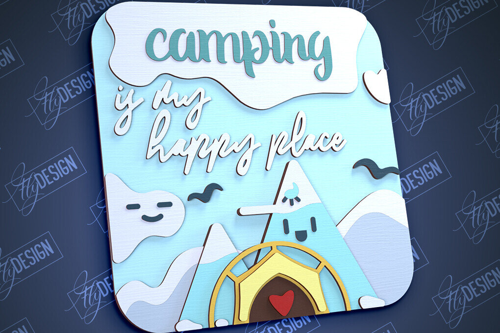 Intra απο ξύλο plywood 3mm-4mm πάχος Πινακίδα Camping | 3D Stand | Περιπέτεια |CNC Δίασταση 30x20 cm INTRAFABR-99489914