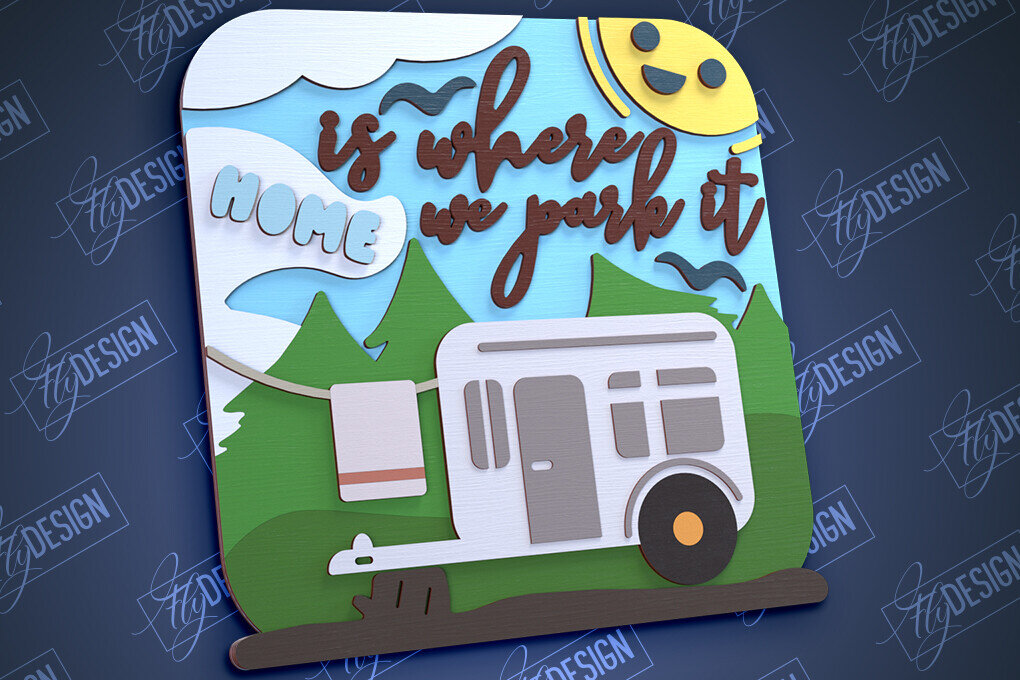 Intra απο ξύλο plywood 3mm-4mm πάχος Πινακίδα Camping | 3D Stand | Περιπέτεια |CNC Δίασταση 30x20 cm INTRAFABR-99489974