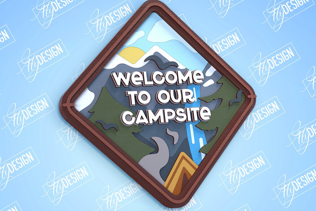 Intra απο ξύλο plywood 3mm-4mm πάχος Πινακίδα Camping | 3D Stand | Περιπέτεια |CNC Δίασταση 30x20 cm INTRAFABR-99489902