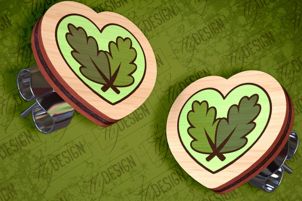 Σετ των 3 Intra απο ξύλο plywood 3mm-4mm πάχος Σκουλαρίκια Camping Stud Σχέδιο κοπής με λέιζερ Δίασταση 3x3 cm INTRAFABR-94157195