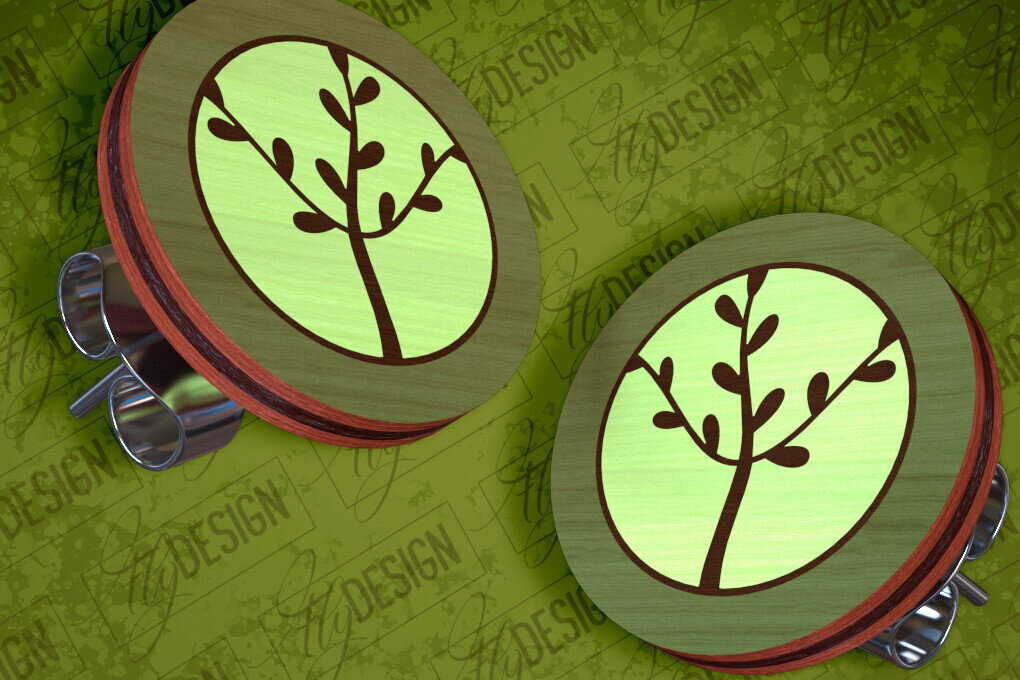 Σετ των 3 Intra απο ξύλο plywood 3mm-4mm πάχος Σκουλαρίκια Camping Stud Σχέδιο κοπής με λέιζερ Δίασταση 3x3 cm INTRAFABR-94157168